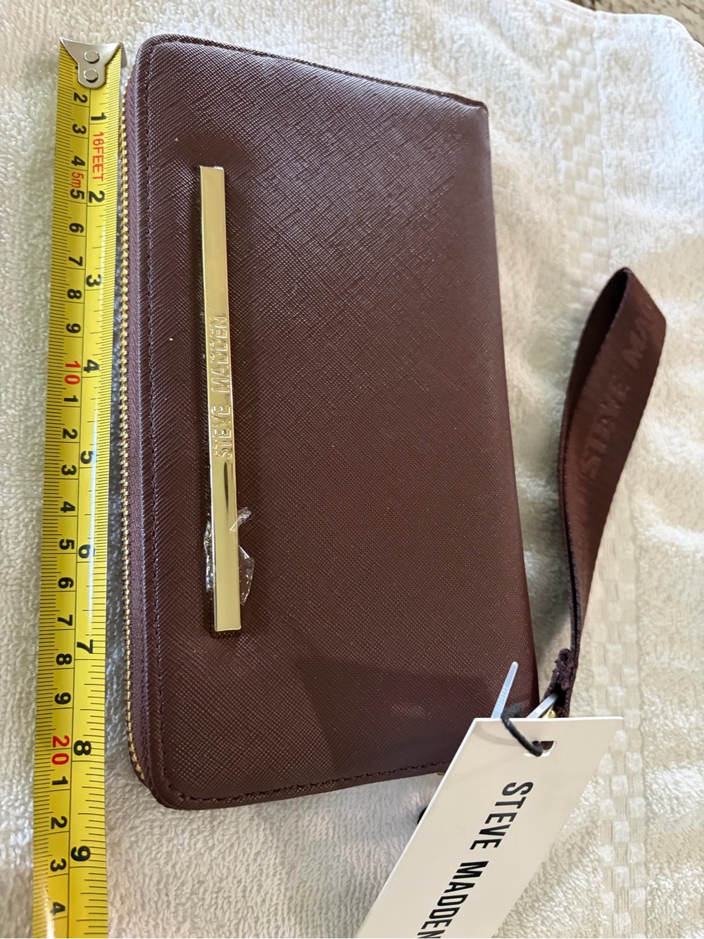 Steve Madden Maroon Wristlet Clutch with Gold Accent